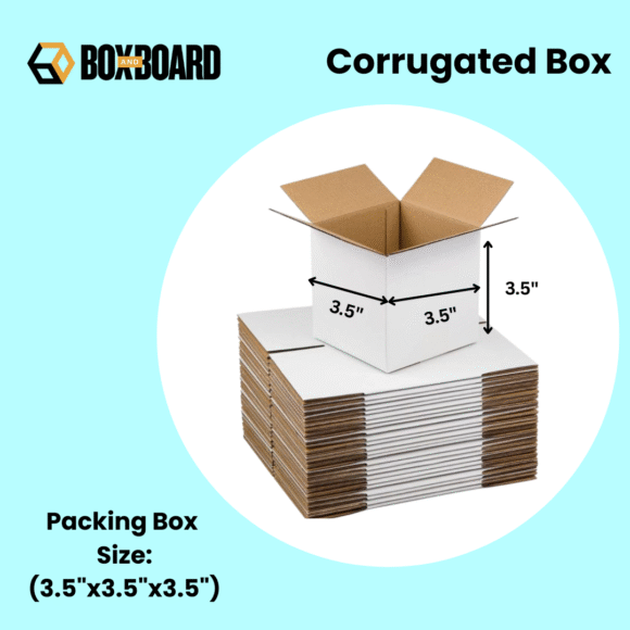 3 Ply White Corrugated Box Size: 3.5x3.5x3.5 Length 3.5 inch Width 3.5 inch Height 3.5 inch 3Ply custom cardboard packing boxes