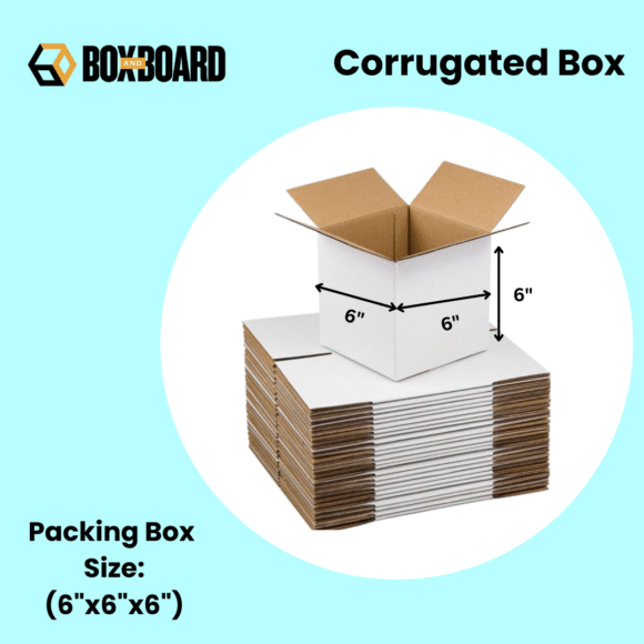 3 Ply White Corrugated Box Size: 6x6x6 Length 6 inch Width 6 inch Height 6 inch 3Ply custom cardboard packing boxes